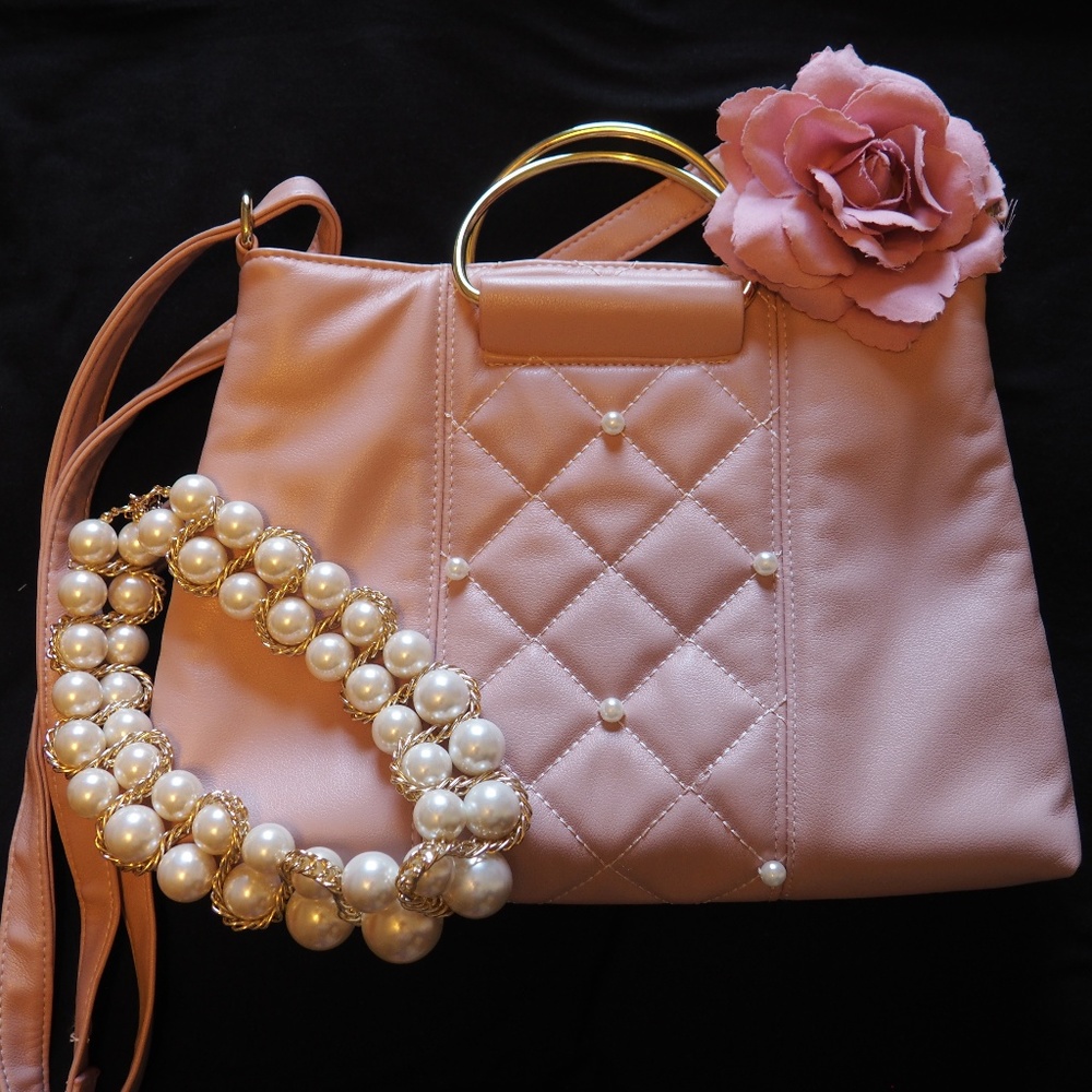 Pink Pearl Vegan Soft Leather Shoulder Strap Purse